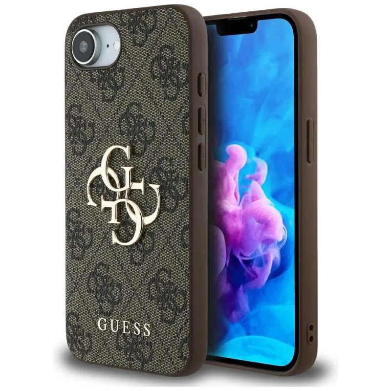 Puzdro Guess 4G Big Logo pre iPhone 16e - hnedé