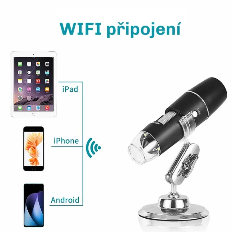 W-Star Digitálny mikroskop WIFI MW1000S, HD 1000x, prísvit stojan čierna…