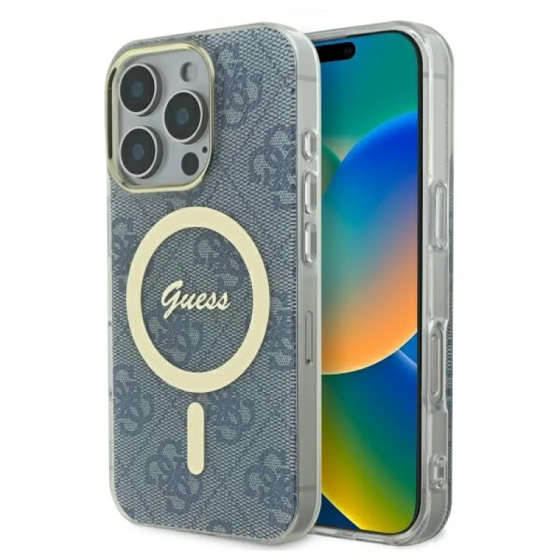 Puzdro Guess IML 4G MagSafe iPhone 16 Pro – modré