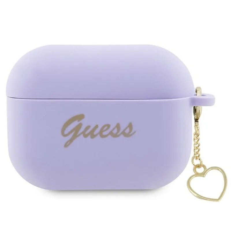 Guess GUAP2LSCHSU kryt AirPods Pro 2 fialový/fialový Silicone Charm Heart Collection