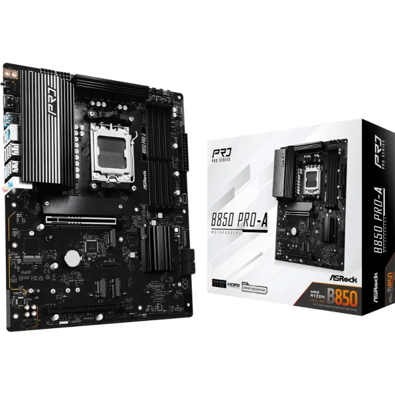 ASRock MB Sc AM5 B850 Pro-A, AMD B850, 4xDDR5, 1xUSB-C, HDMI, ATX…