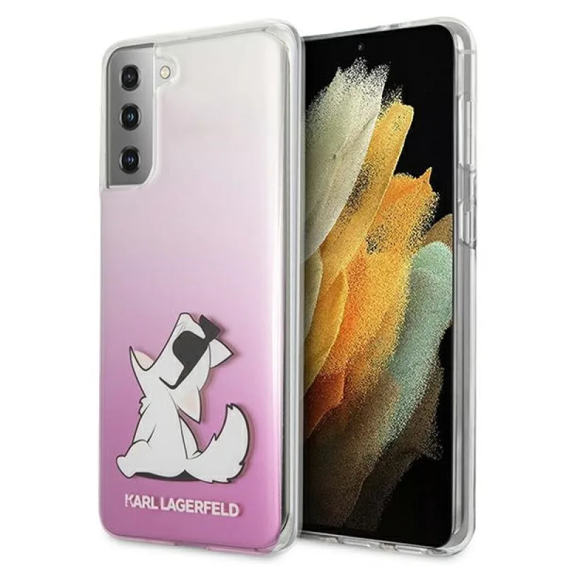 Zábavné puzdro Karl Lagerfeld Choupette pre Samsung Galaxy S21+ – ružové