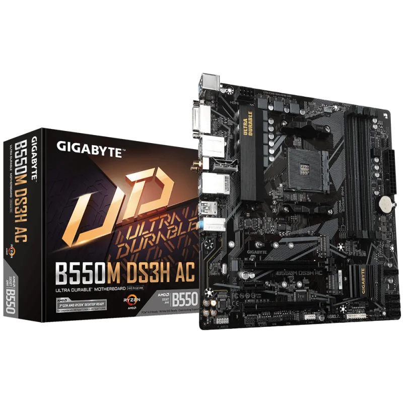 Gigabyte B550M DS3H AC, AMD B550, AM4, 4xDDR4, mATX