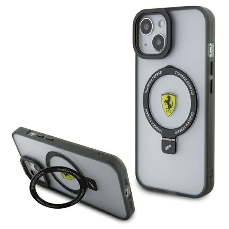 Ferrari FEHMP15SUSCAH iPhone 15 6,1" priehľadné pevné puzdro Ring Stand 2023 Collection MagSafe