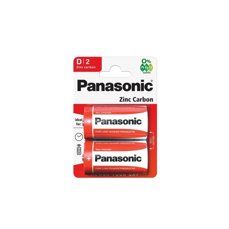 PANASONIC Zinkouhlíkové baterie Red Zinc R20RZ/ 2BP EU D 1, 5V…