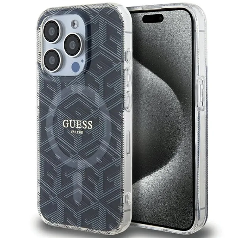 Puzdro Guess IML GCube MagSafe pre iPhone 15 Pro Max - čierne