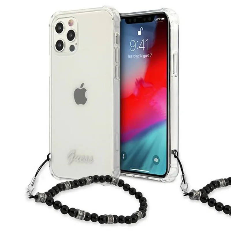Guess GUHCP12LKPSBK iPhone 12 Pro Max 6,7" priehľadné pevné puzdro Black Pearl