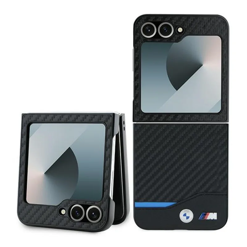 Puzdro BMW Carbon Blue Line pre Samsung Galaxy Z Flip 6 - čierne