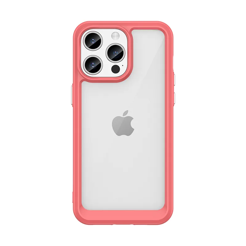 Vystužený obal s flexibilným rámom pre iPhone 15 Pro Outer Space - červený