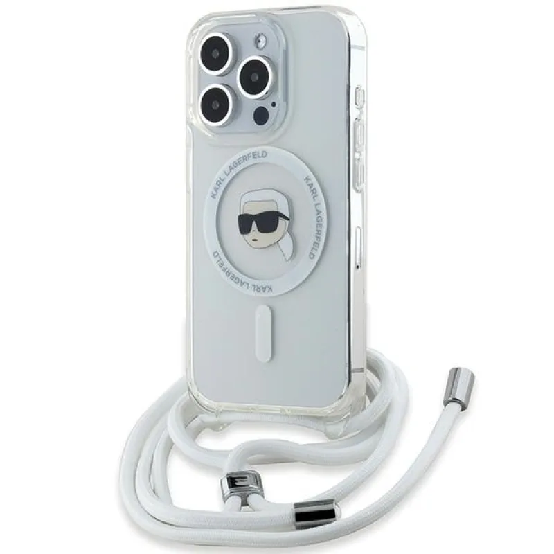 Karl Lagerfeld Crossbody IML Karl Head MagSafe puzdro pre iPhone 15 Pro - priehľadné