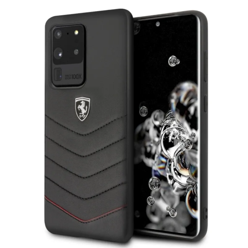 Pevné puzdro Ferrari FEHQUHCS69BK S20 Ultra G988 black/black Heritage
