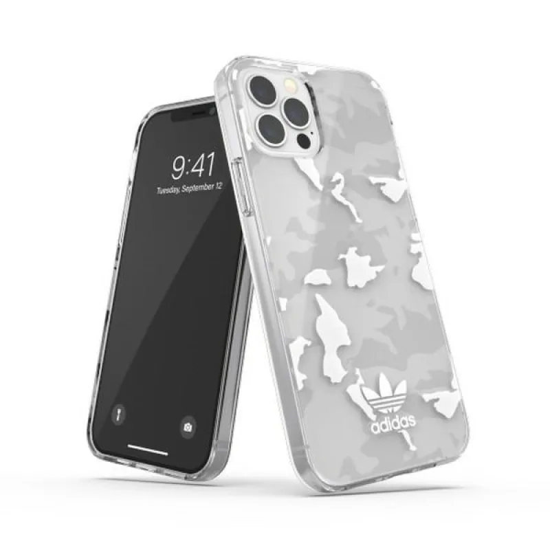 Adidas OR SnapCase Camo iPhone 12/12 Pro transparentné/biele 43705
