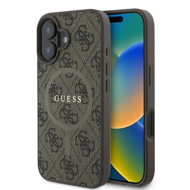 Puzdro Guess 4G Ring Classic Logo MagSafe iPhone 16 Plus – hnedé