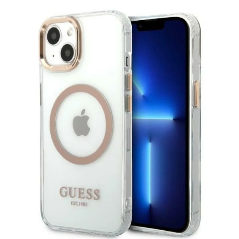 Guess GUHMP13MHTRMD iPhone 13 6,1" zlaté / zlaté pevné puzdro Metal Outline Magsafe
