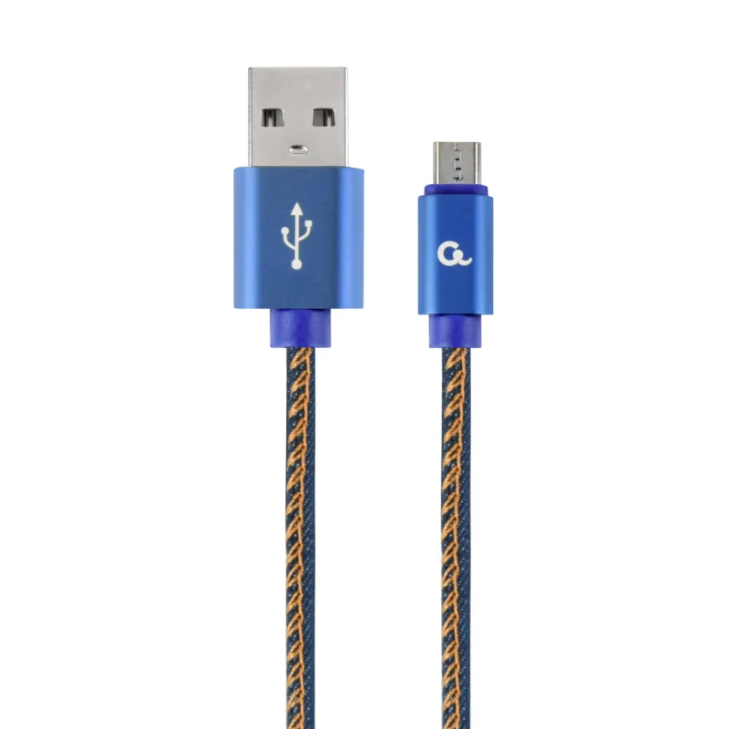 Gembird oplietaný denim USB-A/ microUSB kábel 1m CC-USB2J-AMmBM-1M-BL
