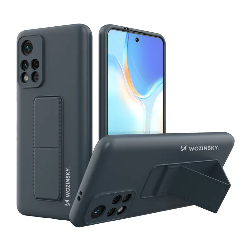 Wozinsky Kickstand Case silikónové puzdro so stojanom Xiaomi Poco M4 Pro 5G tmavomodré