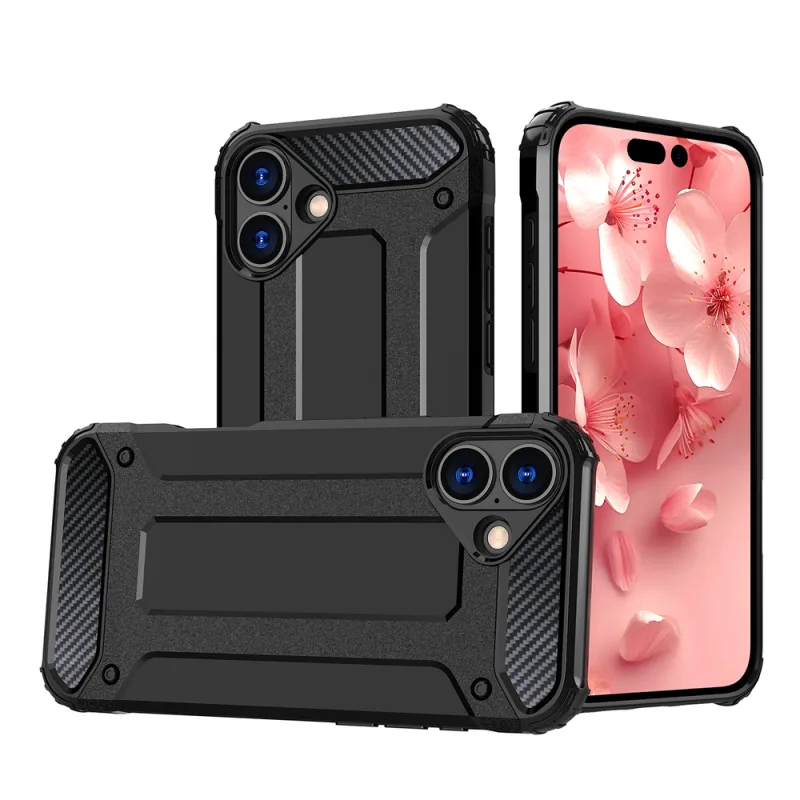 Kryt Hybrid Armor na iPhone 16 – čierny