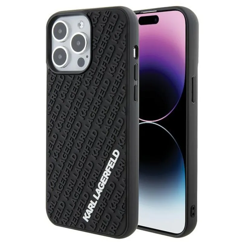 Kryt Karl Lagerfeld 3D Rubber Multi Logo pre iPhone 15 Pro Max - čierny