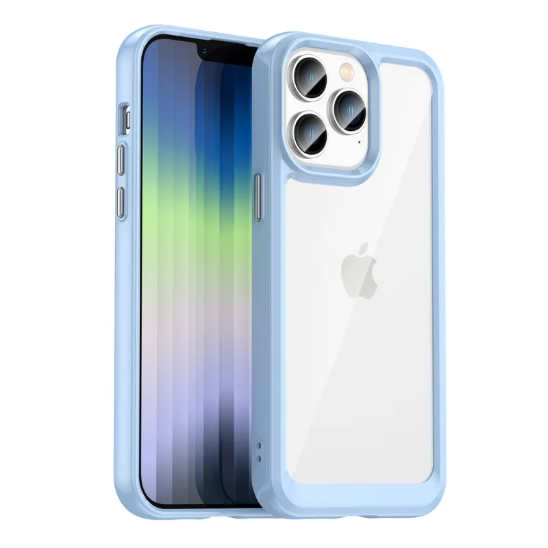 Pevný kryt Outer Space Case na iPhone 14 Pro s gélovým rámom modrej farby