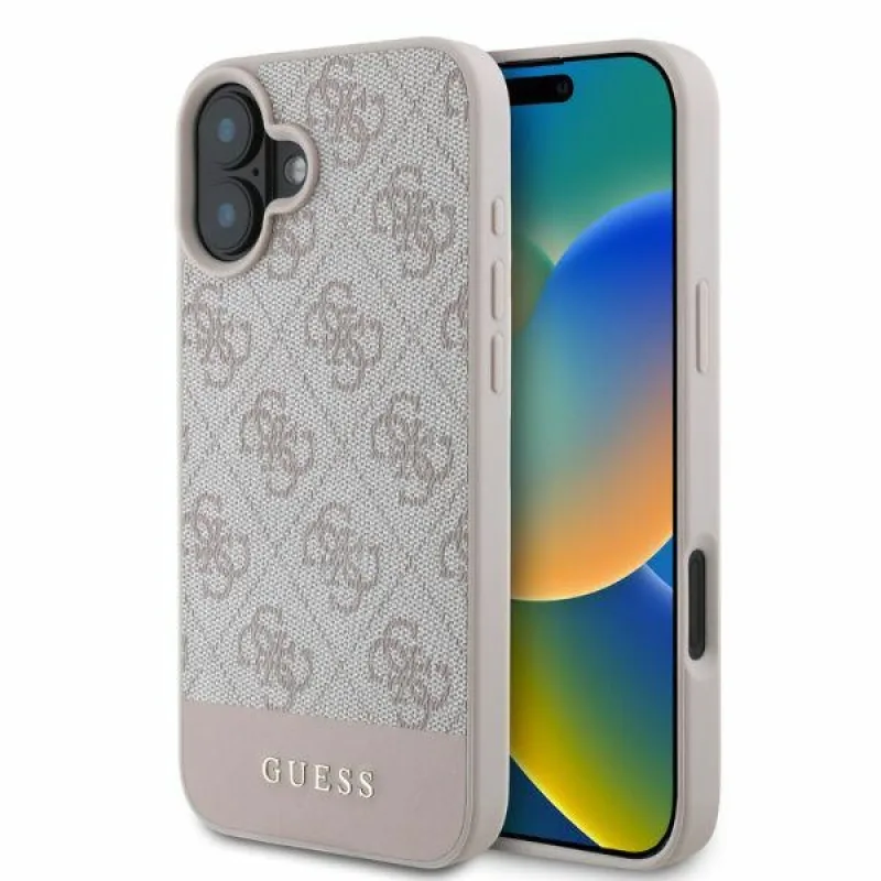 Puzdro Guess 4G Bottom Stripe na iPhone 16 – ružové