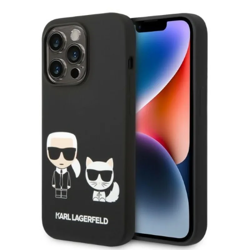 Karl Lagerfeld KLHMP14LSSKCK iPhone 14 Pro 6,1 "pevné puzdro čierne / čierne Tekutý silikón Karl & Choupette Magsafe