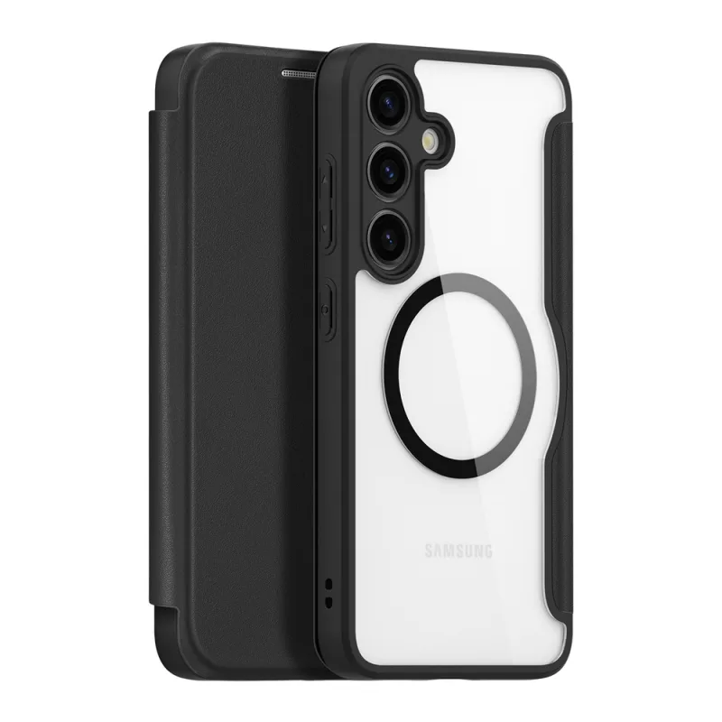 Puzdro Dux Ducis Skin X Pro pre Samsung S24+ s magnetickým krúžkom a chlopňou - čierne