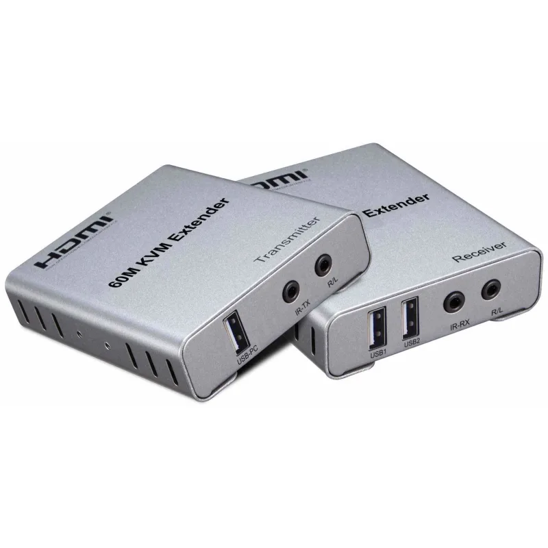 PremiumCord HDMI KVM extender s 2xUSB na 60m s audiem přes jeden kabel…