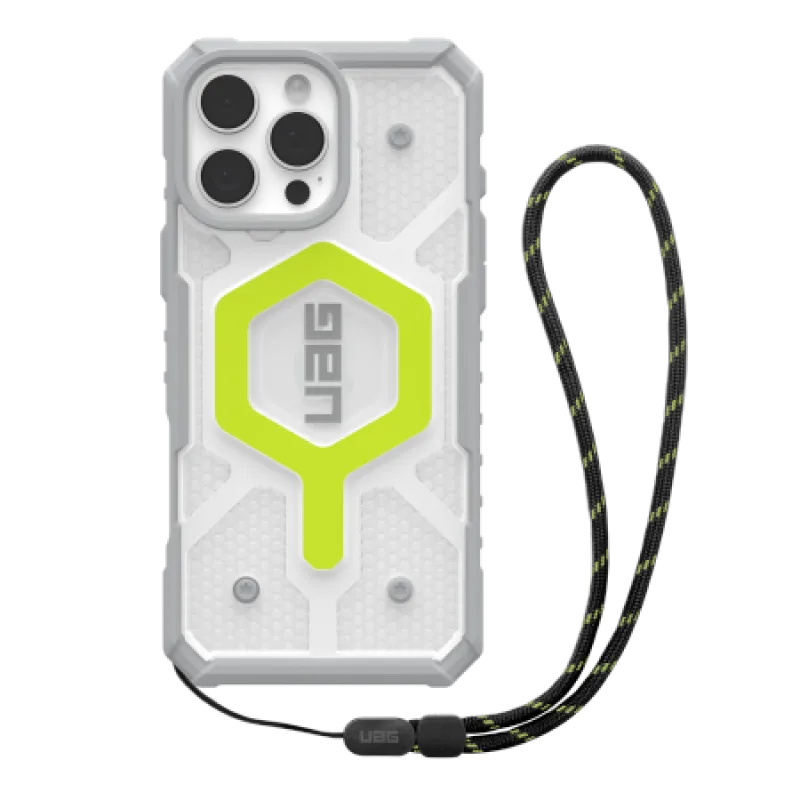 Puzdro UAG Pathfinder Clear Magsafe Bundle Case so šnúrkou pre iPhone 16 Pro Max – zelené