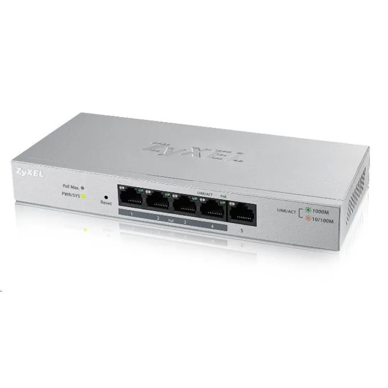 Zyxel GS1200-5HPv2 5-portový stolový gigabitový webový inteligentný PoE…