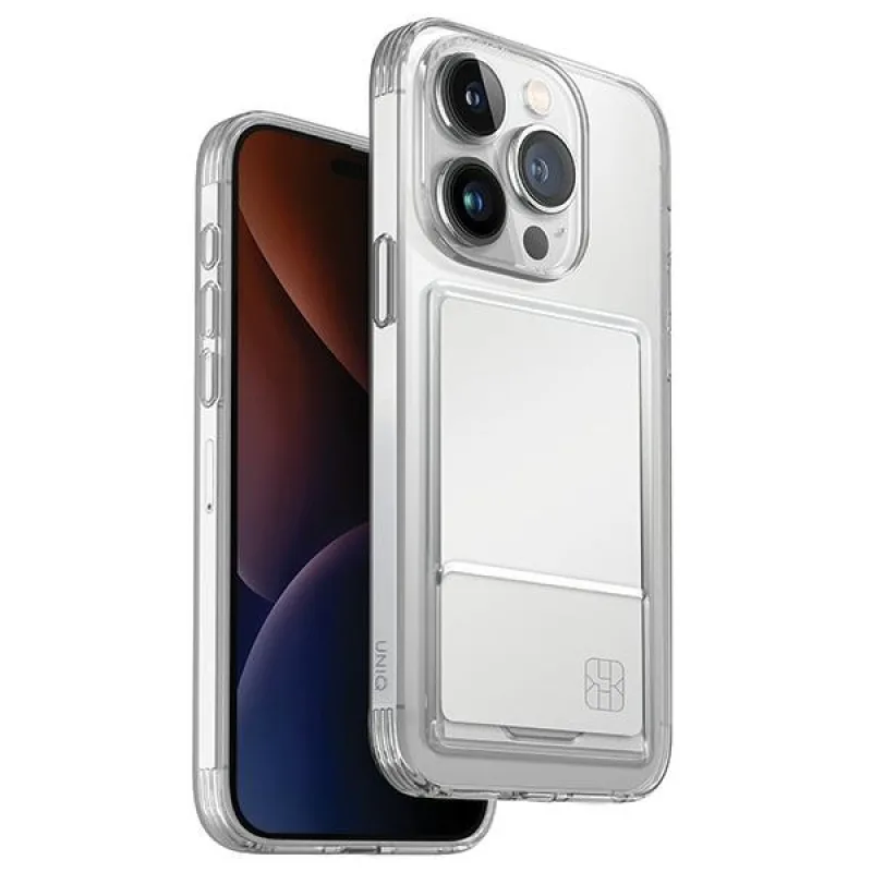 Puzdro Uniq Air Fender ID Cardslot pre iPhone 15 Pro Max - priehľadné