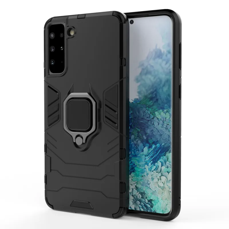 Pevný hybridný kryt puzdra Ring Armor + magnetický držiak pre Samsung Galaxy S22 + (S22 Plus) čierny