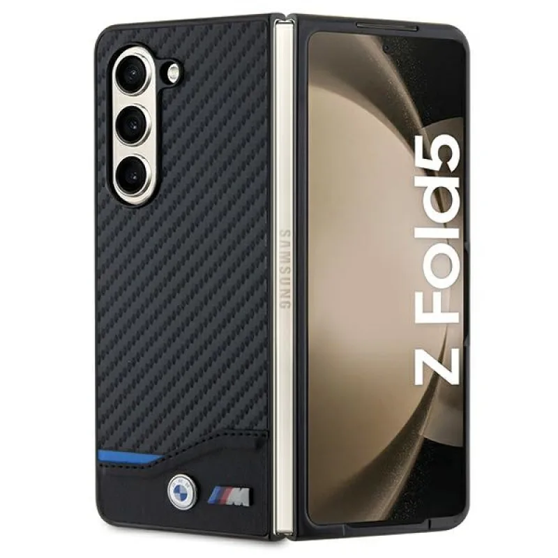 Kožené puzdro BMW Carbon pre Samsung Galaxy Z Fold 5 - čierne