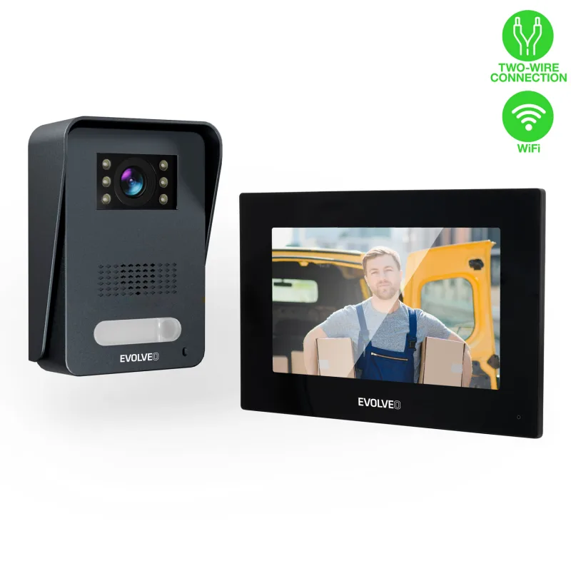 EVOLVEO DoorPhone AP1-2 drôtový videotelefón s aplikáciou, čierny DPAP1-B