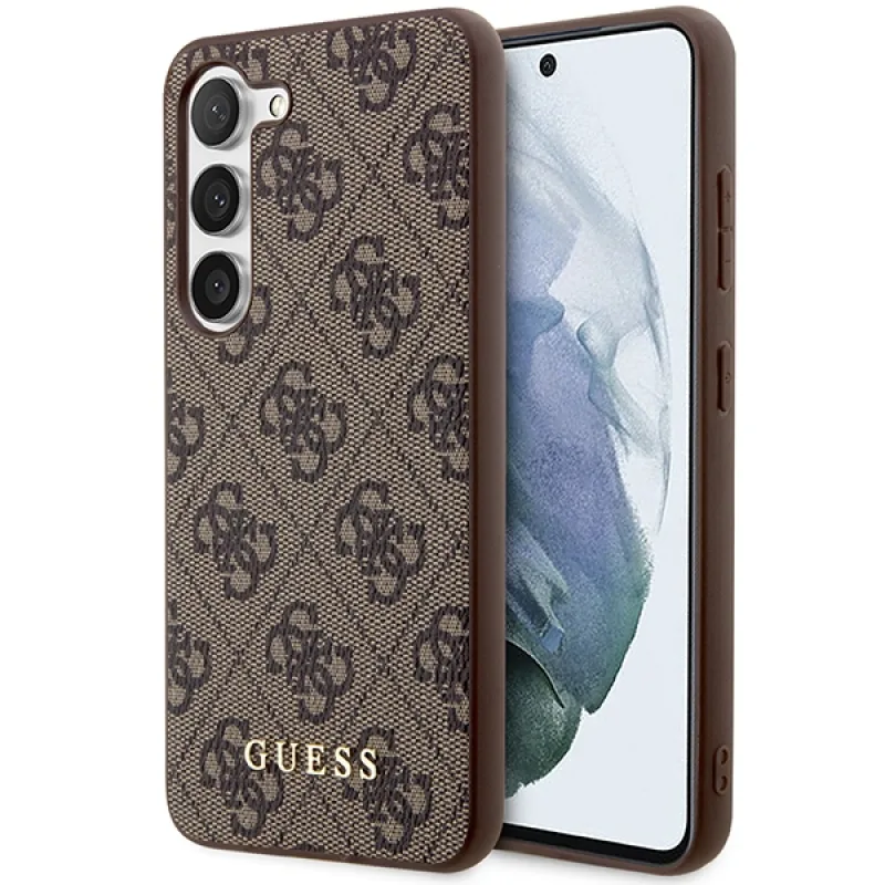 Guess GUHCS23SG4GFBR S23 S911 hnedé/hnedé pevné puzdro 4G kovové zlaté logo