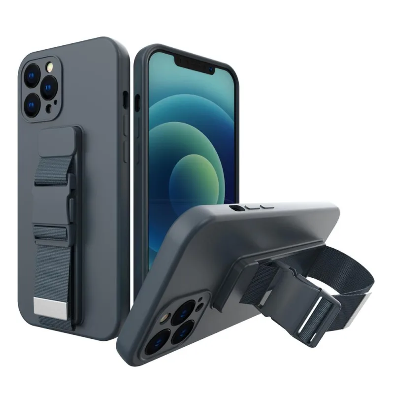 Púzdro na lano gélové puzdro s retiazkou na šnúrku na šnúrku na šnúrku na iPhone 11 Pro Max tmavomodrá