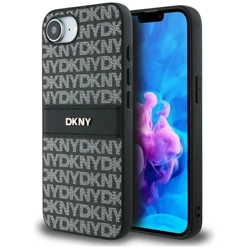 DKNY Repeat Texture Pattern s puzdrom Tonal Stripe pre iPhone 16e - čierny