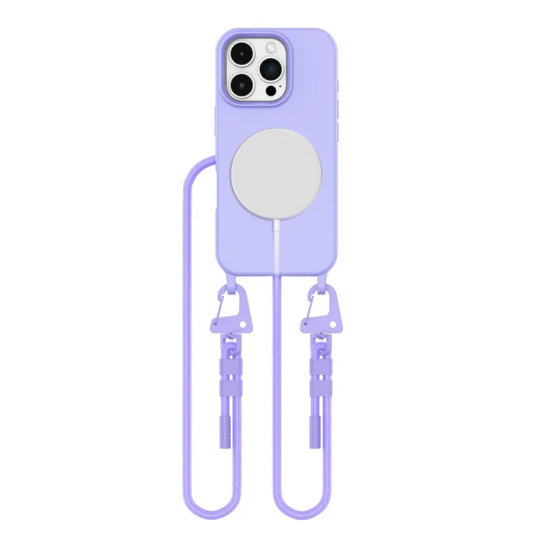 Puzdro Tech-Protect MagNecklace MagSafe so šnúrkou pre iPhone 16 Pro – fialové