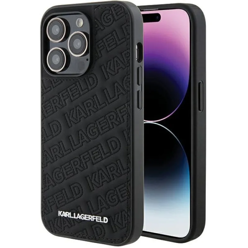 Obal Karl Lagerfeld Quilted K Pattern na iPhone 15 Pro – čierny