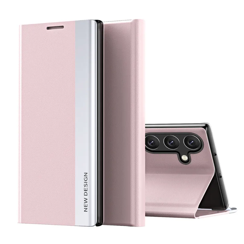 Sleep Case Pro Samsung Galaxy S25+ puzdro s flipom a stojanom – ružové