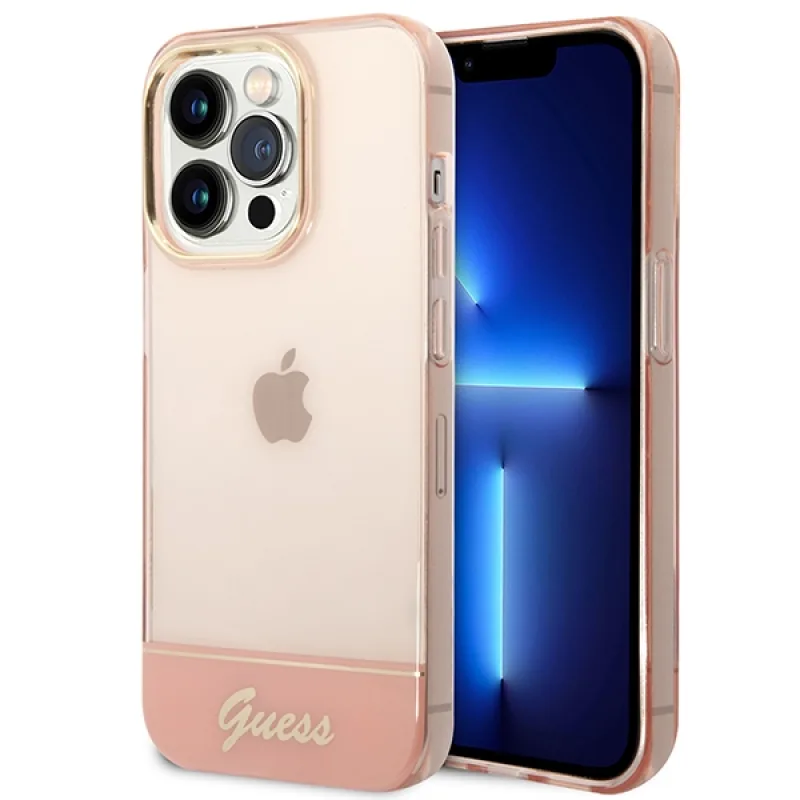 Puzdro Guess Translucent iPhone 14 Pro Max 6,7" - ružové