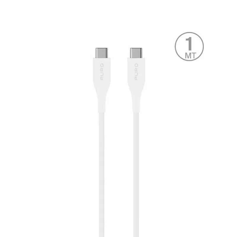 Puro Plain USB-C - USB-C 2A 1m kábel - biely