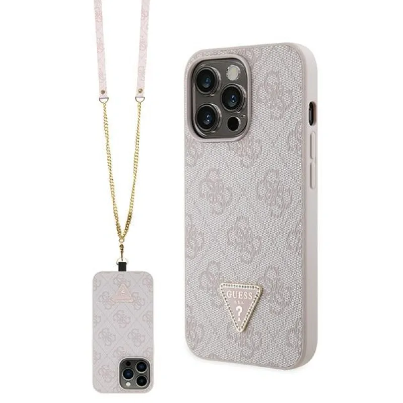 Puzdro Guess GUHCP13LP4TDSCPP pre iPhone 13 Pro / 13 - ružové Crossbody 4G kovové logo