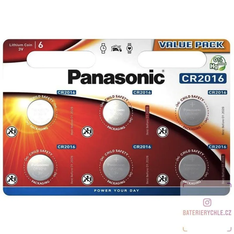 PANASONIC Lithiová baterie (knoflíková) CR-2016EL/ 6BP 3V (Blistr 6ks)…