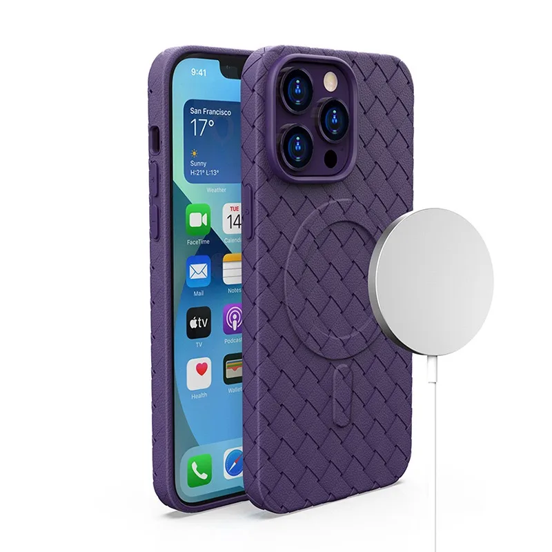 Puzdro MagSafe Woven Case pre iPhone 15 Pro - fialové