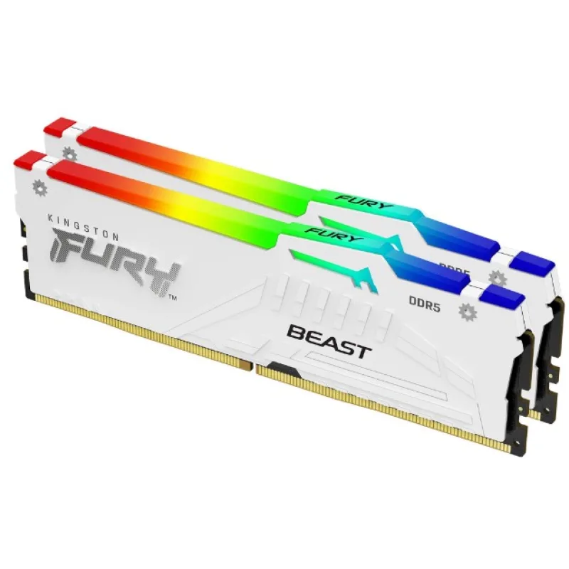 KINGSTON DIMM DDR5 32GB (Kit of 2) 5600MT/ s CL36 FURY Beast Bílá RGB…