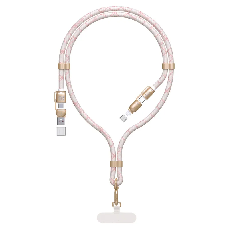 Kábel Dudao L20MAX 4v1 / šnúrka USB-A / USB-C / Lightning PD QC 65W 1,5 m – ružová