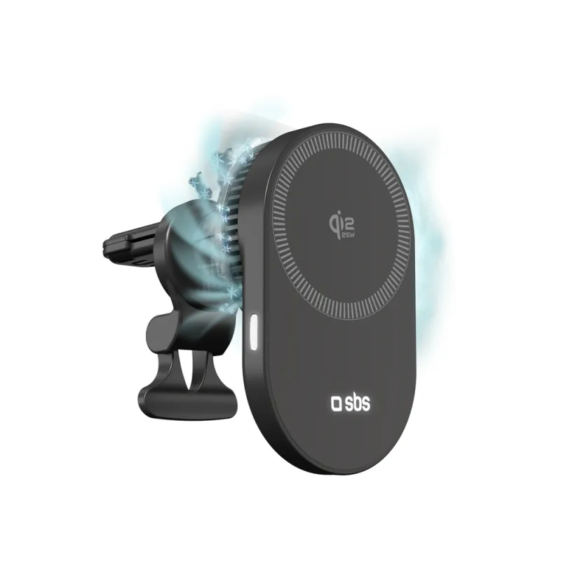 Magnetický držiak SBS s bezdrôtovou nabíjačkou Qi2.2 25W s aktívnym chladením - čierny
