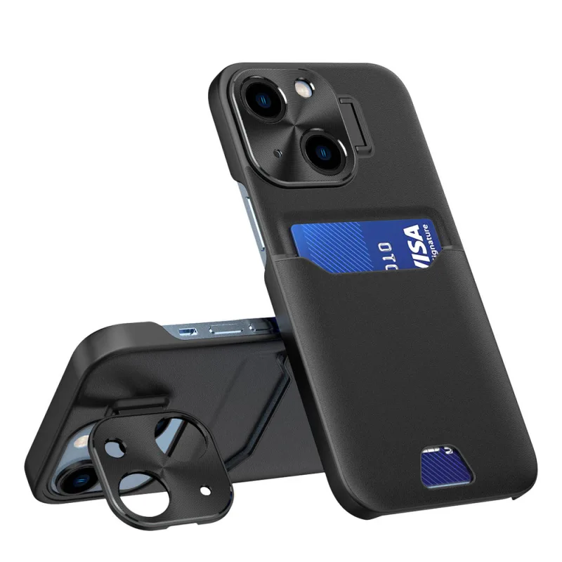 Kožené puzdro Stand Case pre kryciu kartovú peňaženku Samsung Galaxy S23 Ultra so stojanom čierne