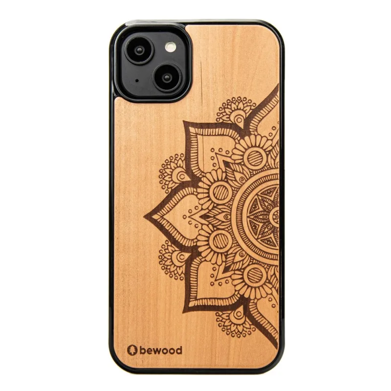 Drevené puzdro Bewood Mandala Apple Tree pre iPhone 14 Plus – svetlohnedé