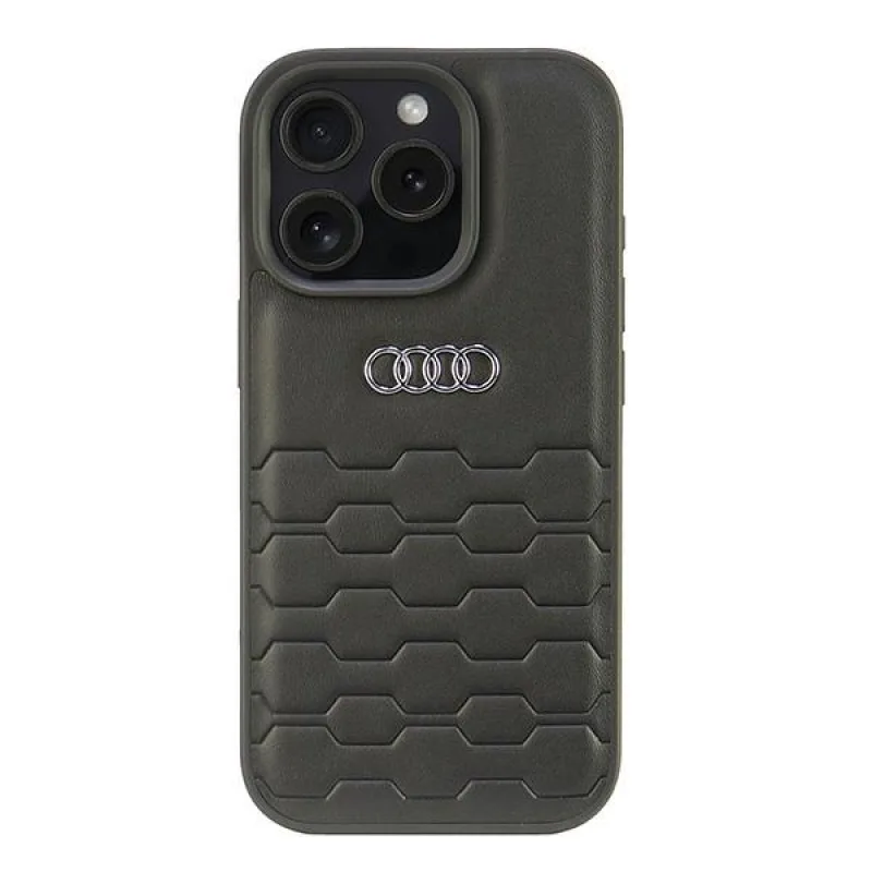 Pevné puzdro Audi Synthetic Leather iPhone 16 Pro 6,3" čierno/čierne AU-TPUPCIP16P-GT/D2-BK
